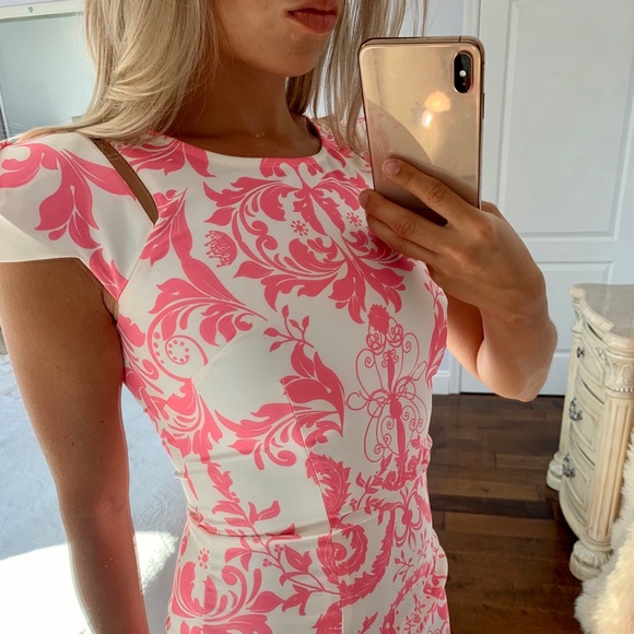 Miss Holly Pink French Floral Patterned Dress - Picture 5 of 8